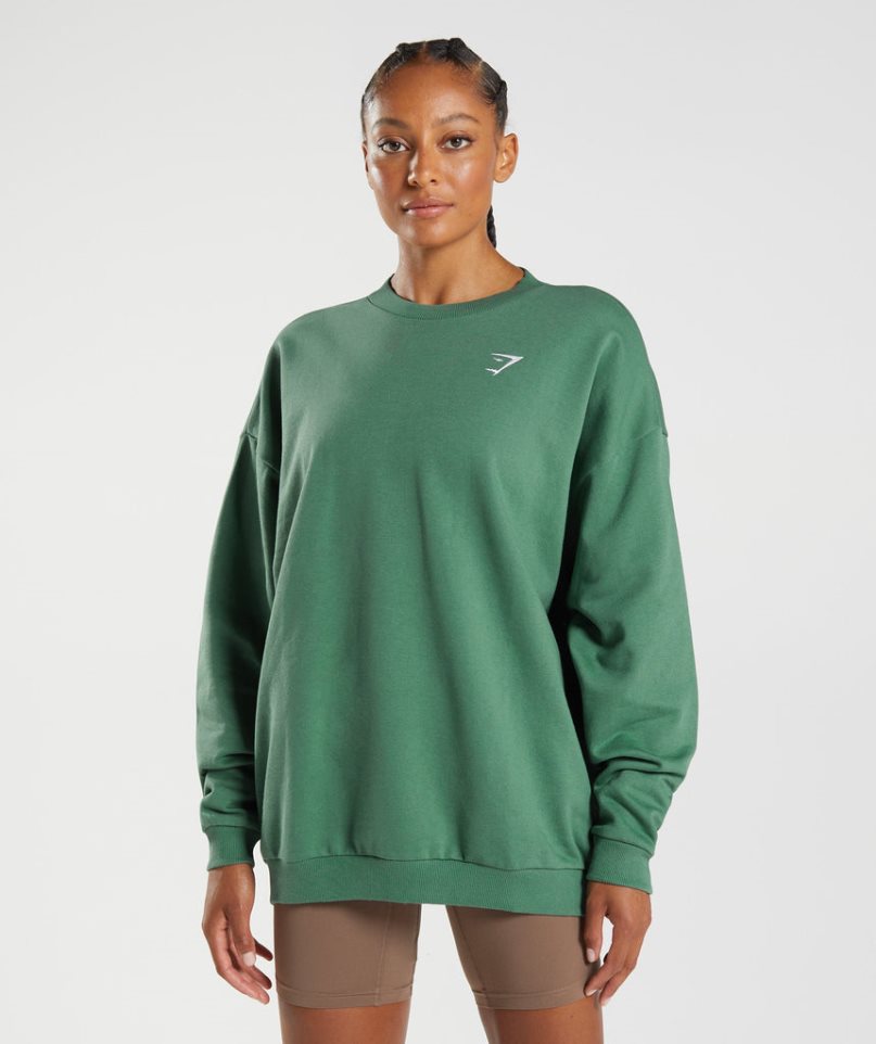 Women\'s Gymshark Training Oversized Sweatshirts Green | NZ 9QMSIK